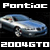 Pixelated image of a blue Pontiac 2004 GTO car with white text above and below on a black background.