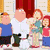 Animated sequence showing Stewie Griffin from Family Guy in multiple poses: standing with arms outstretched, hands clasped, and wearing a captain's hat, alongside a group of characters and a Darth Vader figure.