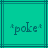 Two identical pixelated icons with teal background and dark blue lines, each displaying the text *poke* in a stylized font