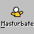Pixelated yellow figure with arms raised, head color changes from white to pink to red across frames; text below reads "Masturbate" in underscored pixel font.