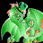 A pixelated green dragon mascot with orange accents stands on a black background, next to bright green text reading "Original Icons .com" on a dark green backdrop.