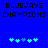 Blue background displays 'BLUEJAYS CHAMPIONS' text with pixelated puzzle pieces below, two versions of the puzzle piece arrangement visible.