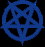 Blue pentagram symbols in circular frames with a connecting vertical bar, displayed across three sequential states showing animation changes.