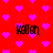Red background with repeating pink pixelated hearts and four instances of the word 'Kallen' in dark pixelated text.