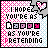 identical pixelated icons with pink and white background, gray heart borders, and text reading "I HOPE YOU'RE AS YOU'RE PRETENDING" surrounded by colored squares