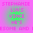 Pixelated text in pink and green on a gradient background, repeating the phrase 'STEPHANIE LUVS VINCE HE'S ESOME AND' across four identical
