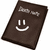 Pixelated dark brown square with white smiley face and two white curved lines above it on a white background.