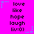 A static image with a bright pink background displays repeated text phrases and star-shaped decorations in cyan and purple.