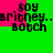 Pixelated text on a green and pink background with repeated 'soy britney..britney. botch' phrases in black font across four