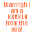 identical orange text blocks on a white background with scattered yellow dots, each block reading "blarrrrgh i am a KRAKEN from the sea!"