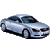 Pixelated silver sedan with dark windows on gray background, adjacent to green with bright green text