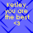 Blue background with blue geometric lines and yellow text reading Kesley. you are the best <3 in four identical