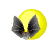 Animated sequence of a bat with dark wings against a yellow circular background, showing wing movement
