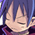 Pixelated static image of a character's face with closed eyes, purple hair, and pinkish skin tones in a 50x50 AIM buddy icon format.