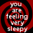 Four identical red and black spiral patterns with white text reading 'you are feeling very sleepy' arranged in a