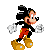 A 4x3 contact sheet of pixelated Mickey Mouse running animation frames on a gray background, showing sequential motion from left to right and top to bottom.