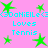 Pixelated pink background with green stars and cyan text reading "<3Daniele<3 Loves Tennis" repeated in four quadrants.