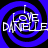 Four identical circular icons arranged in a , each featuring concentric black and blue spirals with white text reading "I LOVE DANIELLE" overlaid
