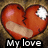 A broken red heart with a bandage and white patch, accompanied by text reading "My love for you is beaten but not broken...".