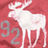 Pixelated white moose on red background with gray '92' and pink text 'Gotta LUV the moose <3 A&F' on right.
