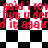 Red text on black-and-white checkered background repeats 'paid i lov', 'but u der', and 'd it 899ird' in a distorted, pixelated pattern.