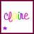 20 static icons featuring the name 'claire' in multicolored cursive text with varying star arrangements below