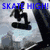 Animated icon shows a figure performing skateboarding tricks with text overlays changing across frames, featuring bold colors and pixelated style.