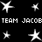 Black background with white pixelated stars and repeated "TEAM JACOB" text in two horizontal