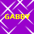 Purple background with white geometric lines and four yellow "GABBY" text blocks in pixelated font.