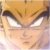 Pixelated close-up of a character's face with intense eyes, brown hair, and a neutral expression against a light background.