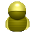 A pixelated golden figure with a rounded top and wider base, featuring a bright highlight on the upper section against a gray background.