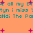 Pixelated text repeats 'all my bfe all my bf' and 'tyn i miss tyn i miss', with 'Ndi The PaoNdi The Pa' below, on orange background with pink stars.