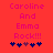 Red background with pink text reading 'Caroline And Emma Rock!!!' and a of blue and purple heart icons below