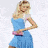 Animated sequence showing three distinct female figures in different poses and settings: a woman in blue dress holding pink clutch, another with sunglasses near vehicle, two women in formal gowns by water.