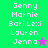 Pixelated text list of names on two colored backgrounds with a star icon changing color between frames.