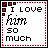 25 pixel-art style icons with red dotted borders, each displaying text about loving someone or wishing for reciprocation