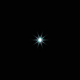 Animated sequence of blue and cyan starburst effects on black background with one small white spark.