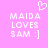 Pixelated pink background with white text and a heart symbol above the text.