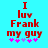 Red text on cyan background reads 'I luv Frank my guy' with pink and purple asterisks below, two versions differ in asterisk color order.