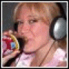 A woman with blonde hair in a ponytail wears silver headphones and pink sleeveless clothing, shown across displaying different facial expressions and head positions