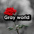 A red rose with green stem and leaves against a gray background, displayed in four showing text changes