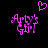 Pixelated pink text 'Artv's Girl' with a heart symbol above, displayed on black background in two side-by-side frames showing animation changes.