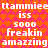 Pixelated text repeats across a pink background with orange heart patterns, displaying phrases like 'ttammiee', 'iss', '5000', 'freakin', and 'amazzing' in white.