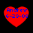 Four red heart-shaped icons with blue text displaying 'Andrew' and '6-29-08' on a black background, arranged in a