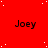 Red background with white dots and repeated black text "Joey" in a pattern, partially obscured by gray rectangle