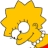 Yellow star-shaped icon with jagged edges and a central circular cutout, rendered in pixelated style with brown and gray outlines.