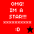 Pixelated red and black buddy icon with 'OMG! IM A STAR!!!' text, smiley face, and star symbol in two color variations.