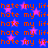 Blue background with repeating orange text 'hate my life' and pink star shapes scattered throughout.