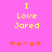 Yellow pixelated text "I Love Jared" on pink background with orange and pink heart icons below, two identical frames side-by-side.