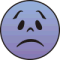 Five blue-gray circular icons with sad expressions, each showing a single tear in different positions across the sequence.